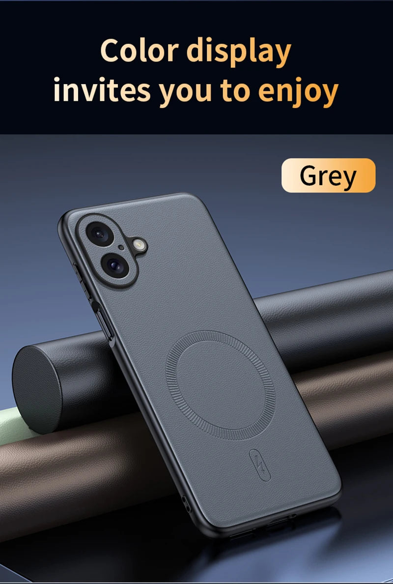For Iphone 17 Case Magnetic Leather Shield Cover For Iphone 17 Anti-Fingerprint Non-Slip PC+TPU