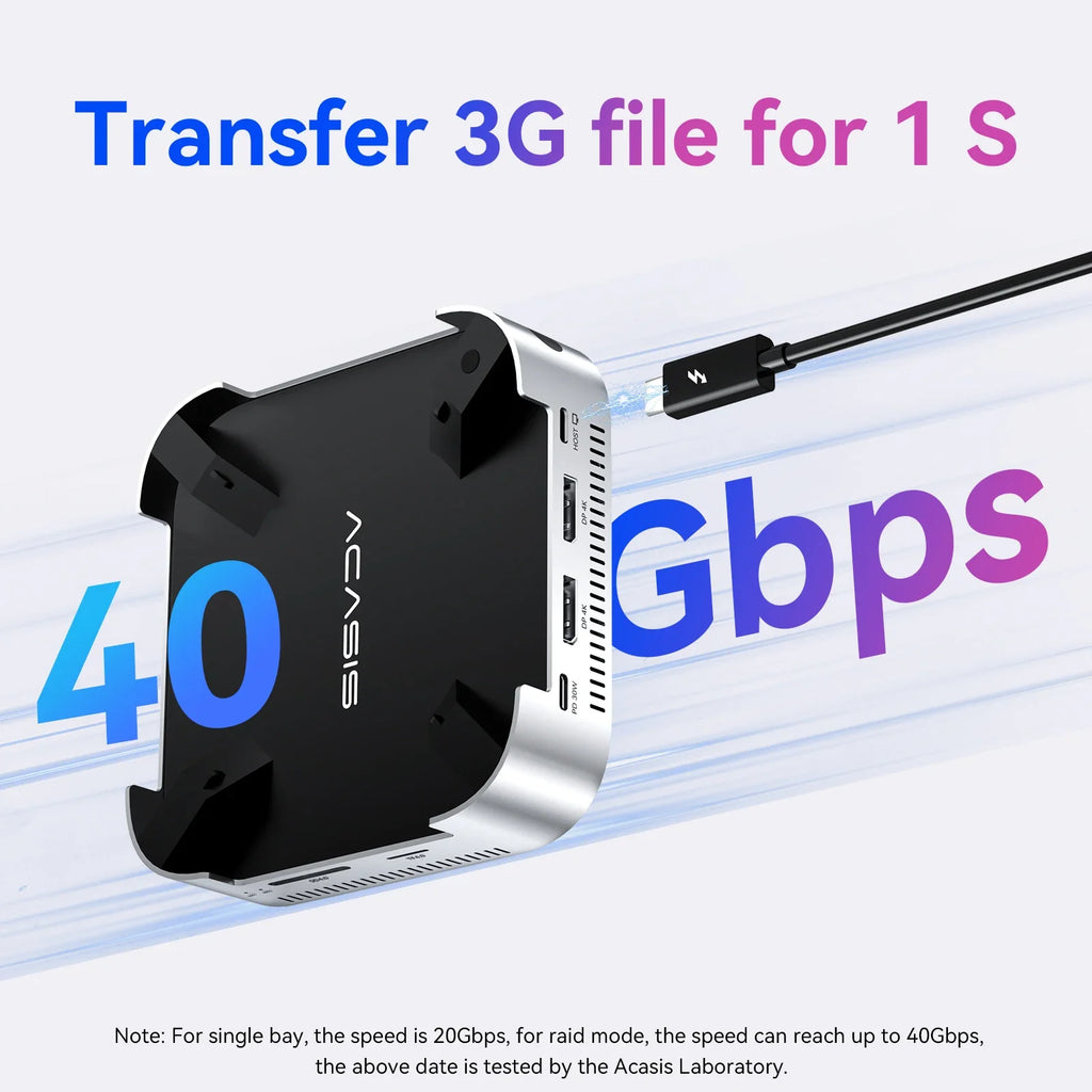Acasis USB C Docking Station with Dual-bay M.2 SSD NVMe Enclosure NVME M.2 SSD Case PD 30W HDMI 4K/144HZ M4 for Mac Mini M4 Pro