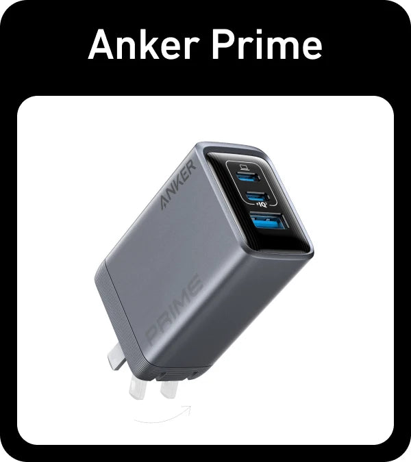 Anker Prime Charger, 100W USB C Charger, 3-Port GaN Foldable and Compact Wall Charger for MacBook, iPad, iPhone Series
