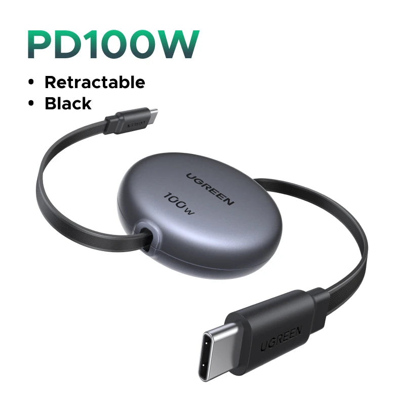 UGREEN USB C to USB C PD Cable for iPhone 15 Pro Max PD Fast Charging Data Cord Retractable Type C Charger Cable Wire