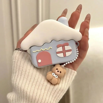 For Airpods 1 2 Pro 3 Individuality Cute White Cartoon with Earphones Hook up Anti-Drop Earphone Case For Airpods Pro 2 Shell