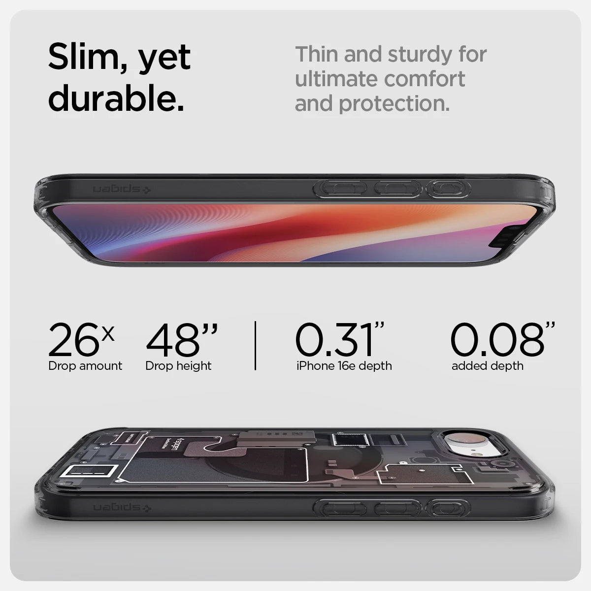 Spigen Ultra Hybrid MagFit Zero One MagSafe Case for iPhone 16e (2025) – Futuristic Transparent Tech Design