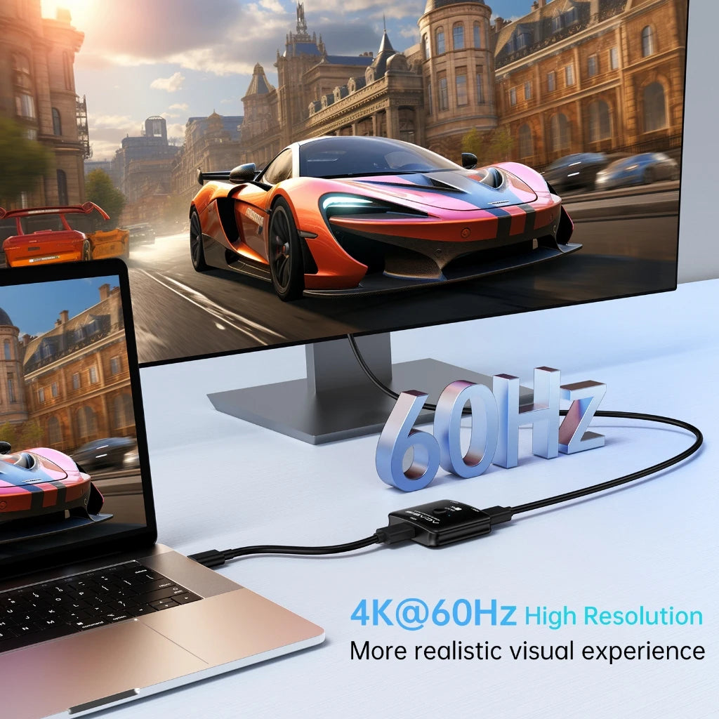 ACASIS HDMI Switch Splitter 4K@60hz Bidirectional HDMI 2.0 Switcher 2 in 1 Out HDMI Splitter 1 in 1 Out Support 4K 3D HDR for Pc