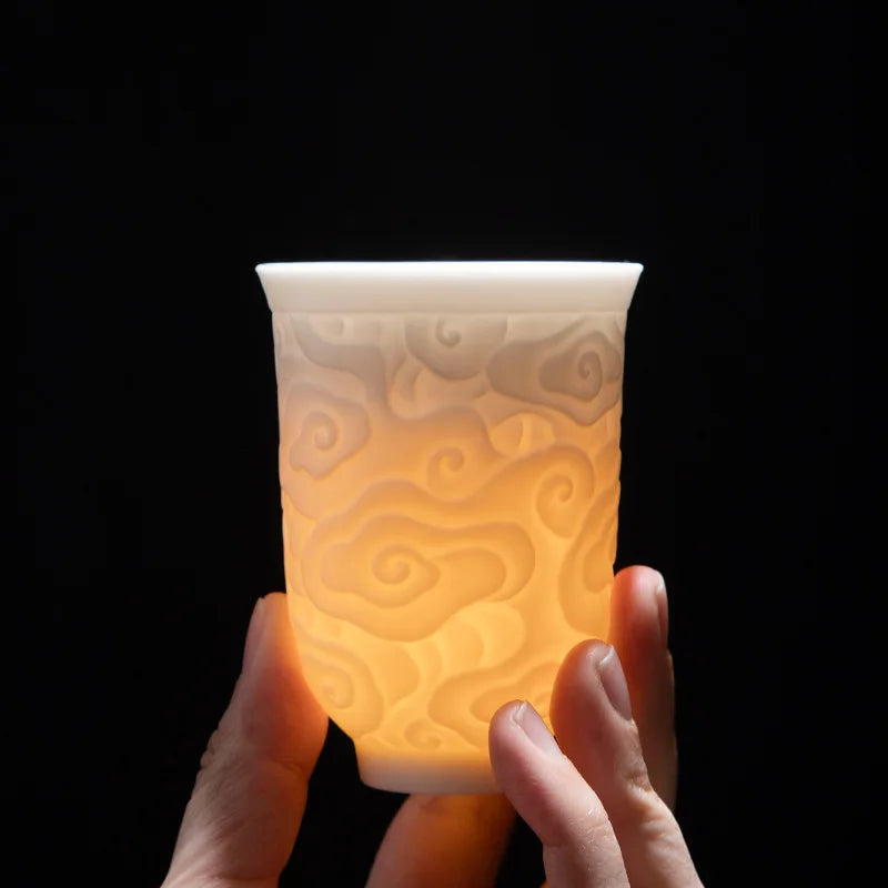 150ml Teacup Jade White Porcelain Cup Heart Sutra Cup Baifu Cup Ceramic Tea Set Supplies Living Room Coffee Table Decoration