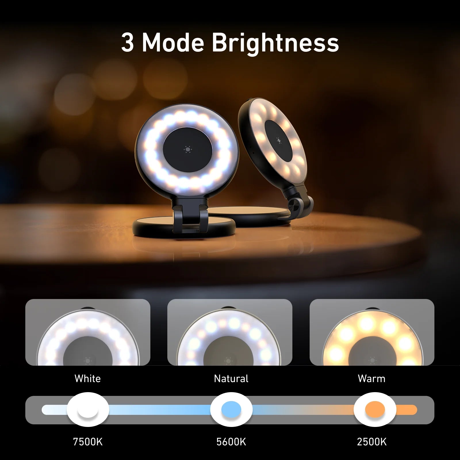 TELESIN Magnetic Fill Light Mini Selfie Ring Fill Lamp 3 Modes with Mirror Light for iPhone 17 16 15 14 Samsung VIVO HUAWEI MI