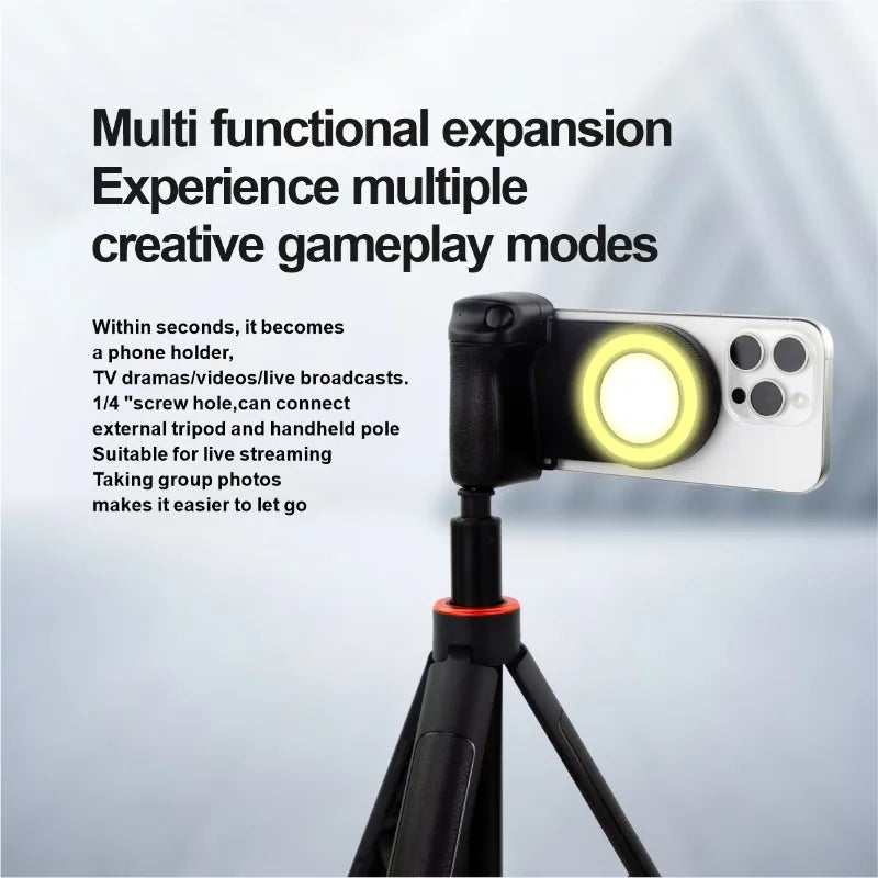 for Magsafe Phone Selfie Fill Light Magnetic Handle 5-step Adjustable Rear Camera Selfie Ring Light Remote Wireless Control