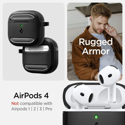 Spigen Rugged Armor Case for Apple AirPods 4 carbon fiber design Techs Park