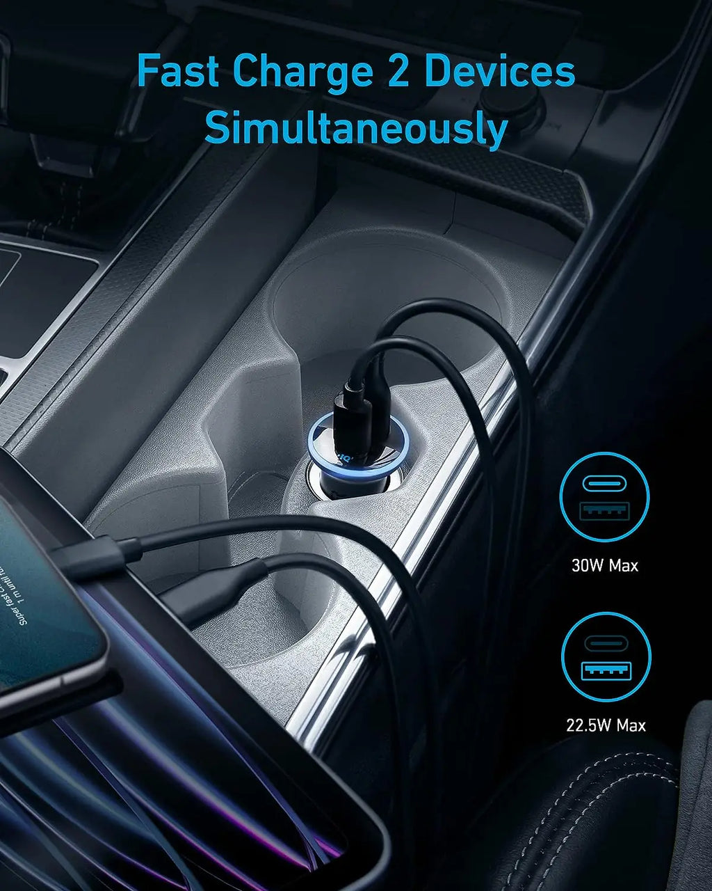Anker 52.5W Cigarette Lighter USB Charger USB C Car Charger Adapter 323 Anker Car Charger With 30W PowerIQ 3.0