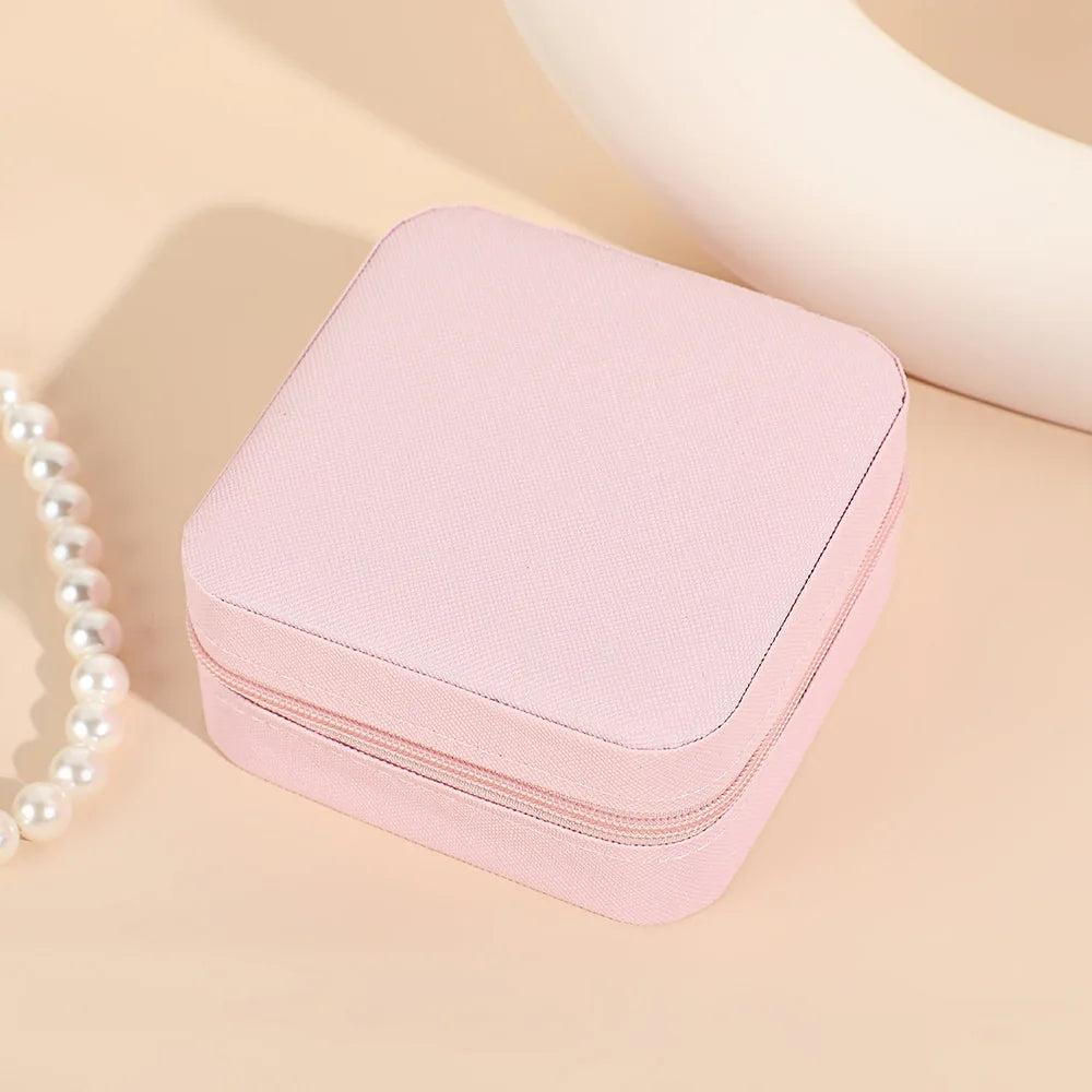 Wunionup Portable Mini Jewelry Travel Case PU Leather Organizer Box Jewelry Storage Holder for Girls Womens Earring, Necklace