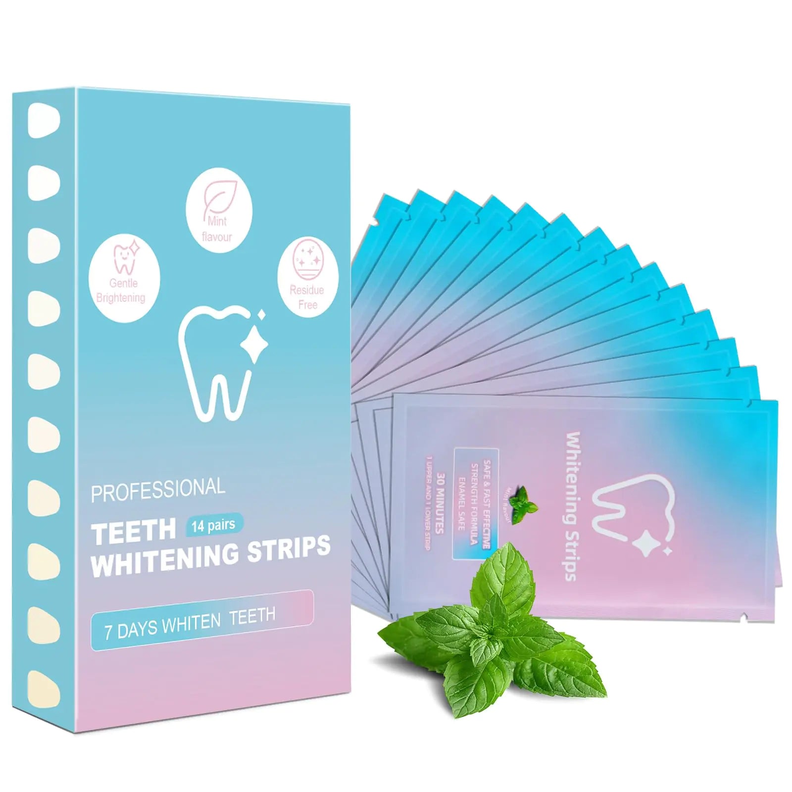2025 New Teeth Whitening Strips | Vegan Enamel Safe Hydrogen Peroxide Teeth Whitener for Coffee Wine Tobacco and Other Stains | 14 Day Treatment (28 Strips)