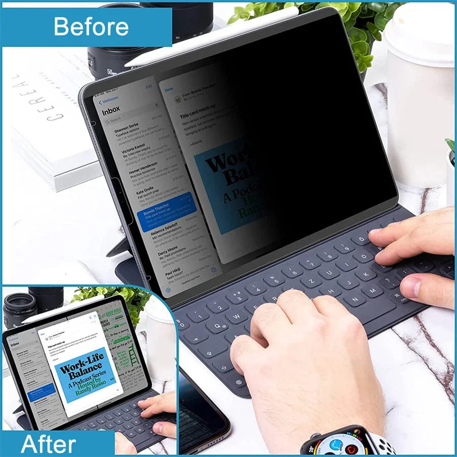 Anti-Glare Privacy Screen Protector for iPad 5 6 7 8 9 10th Generation Air 1 2 3 4 Pro 2024 M4 Mini Magnetic PET Paper-feel