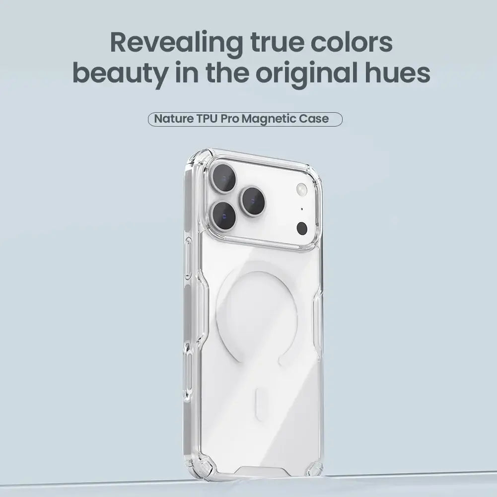Magnetic transparent iPhone case with corner airbags protection