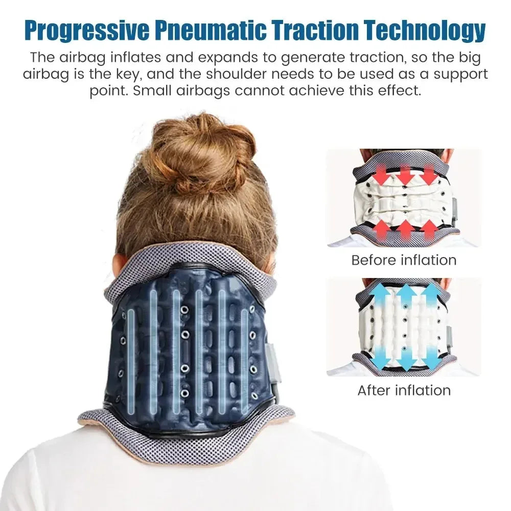 Inflatable Cervical Collar Neck Traction Device Medical Grade Support for Spine Alignment Pain Relief Homeuse Posture Corrector