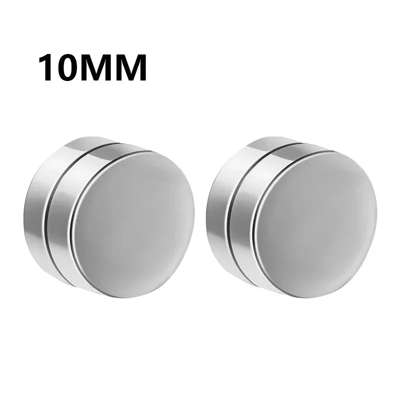 1Pairs Crystal Strong Magnetic Ear Stud Clip Earrings for Men Women, Punk Round Zircon Magnet Earrings Non Piercing Ear Jewelry