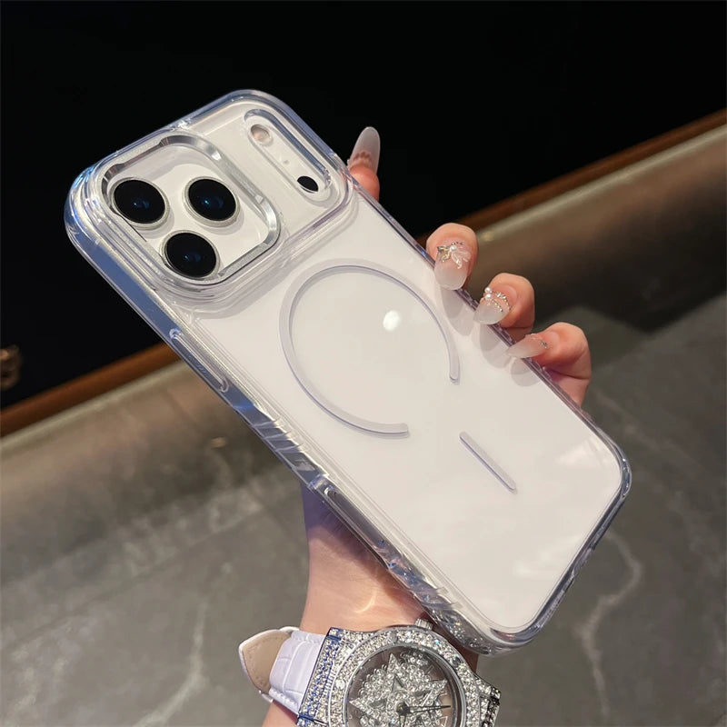 Luxury For Magsafe Magnetic Wireless Charging Phone Case for iPhone 17Air 17Pro 17 Pro Max Shockproof Transparent Hard Cover