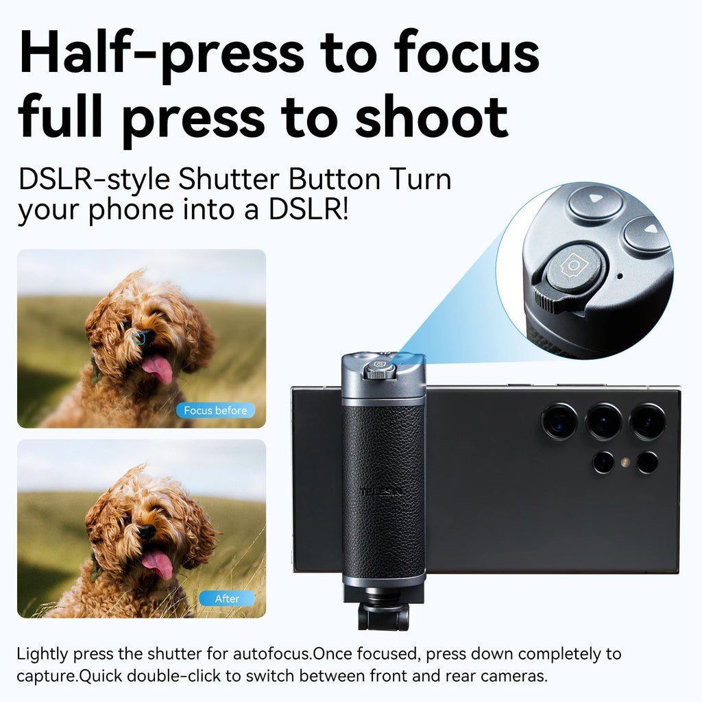 TELESIN°shooting Grip for Phone, Bluetooth Mobile Phone Grip, with Detachable Remote Control, Compatible with All Phone