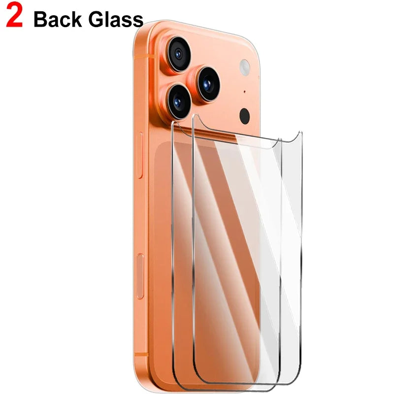 2+2Pack Tempered Glass Screen Protectors for IPhone 17Pro 16 15 14 ProMax Plus Back Films & Camera Lens Cover for IPhone 17Air