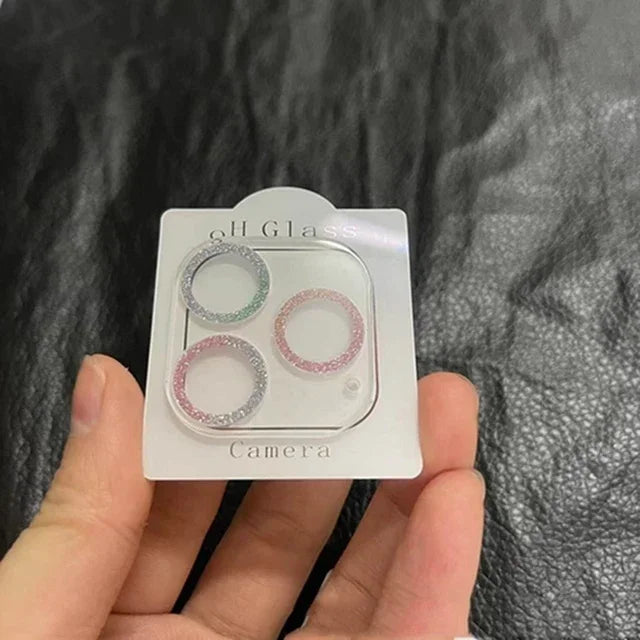 Clear Bling Glitter Glass Camera Lens Protector For IPhone 16 15 17 Pro Max Mini Plus 16Pro 16Promax Lens Cover