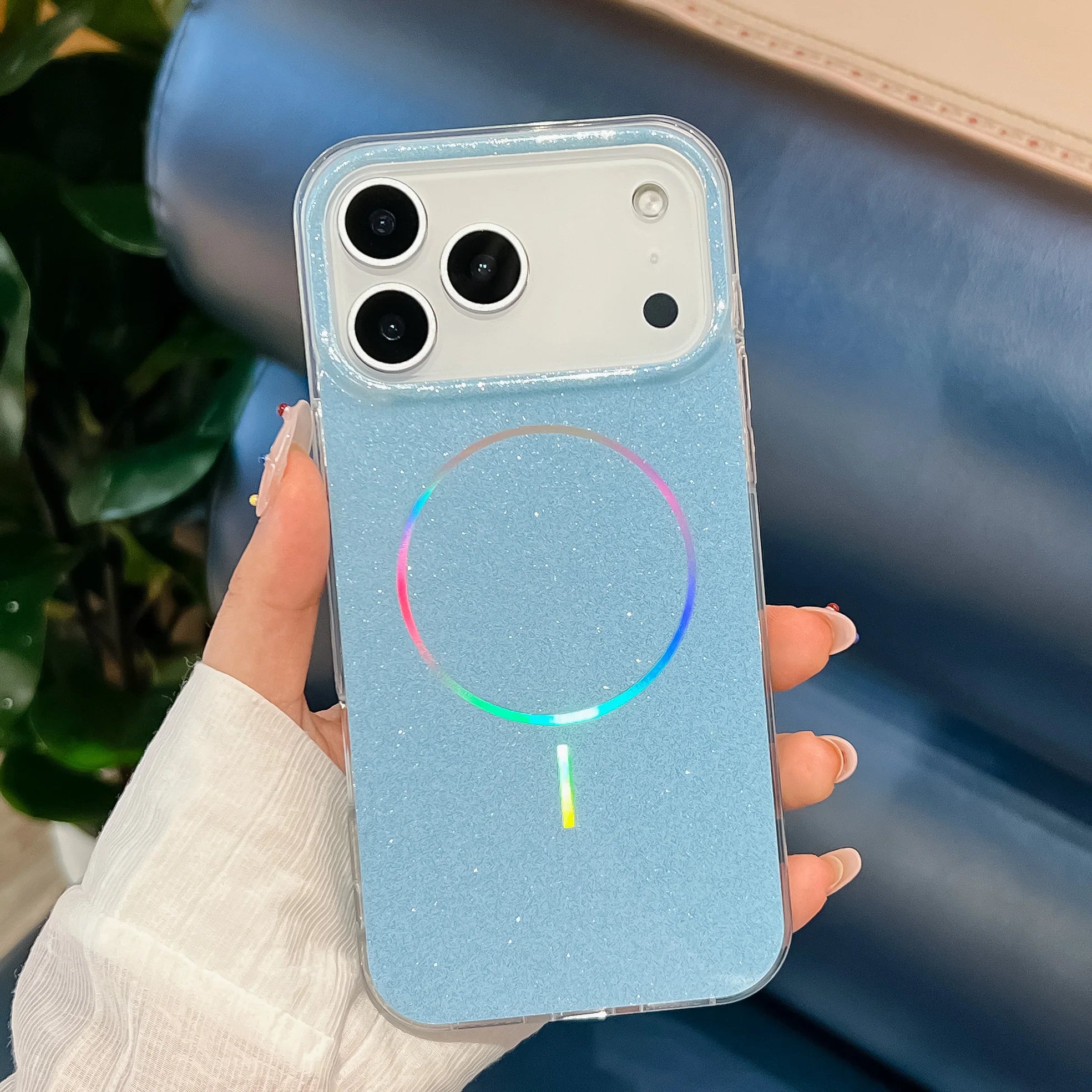 Luxury Glitter Bling Magnetic For Magsafe Case For iPhone 17Air 16 15 14 13 17 Pro Max Plus Wireless Charging Silicone Cover
