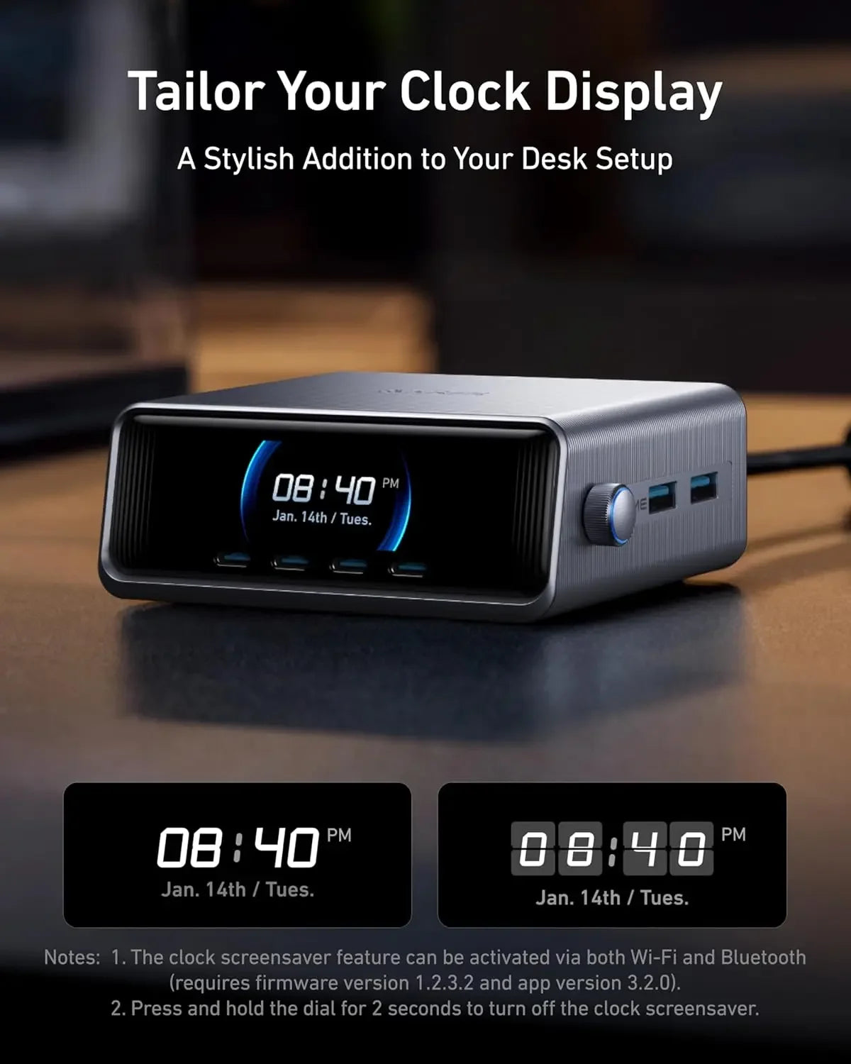 Anker Prime Charger, 250W GaN Prime USB C Charging Station, Ultra-Fast 6-Port, 2.26" LCD Display and Smart Control Dial