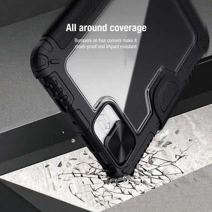 Nillkin Bumper Leather Case For iPad mini 7 A17 Pro 2024/6th 2021 TPU+PU Slide Camera Cover Pencil Holder/Stand Auto Wake Sleep