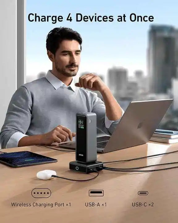 Anker 100W Charging Base Fast Charging with 4 Ports for Anker Prime Power Bank Compatible with MacBook iPhone 15 Series