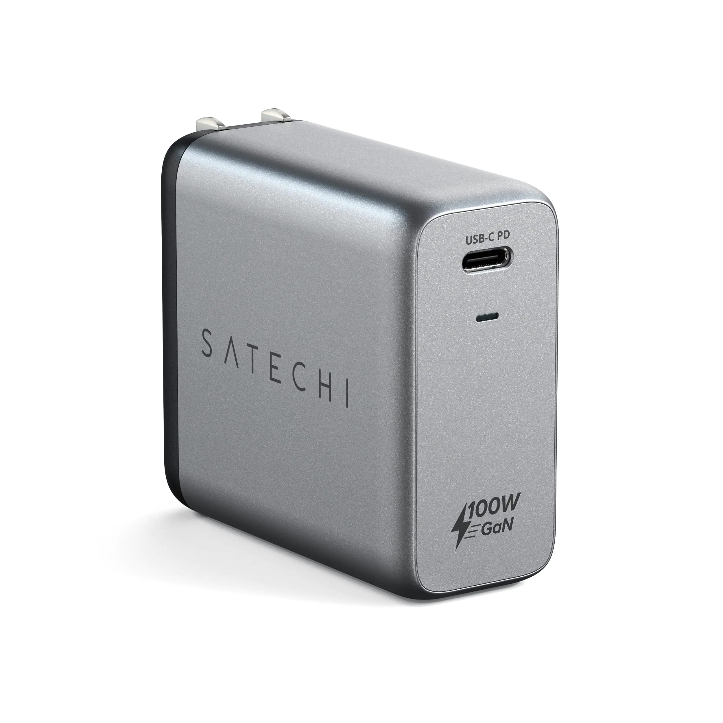 Satechi 100W USB C PD Wall Charger Block – Powerful GaN Tech – Compatible with MacBook Pro/Air M1 M2 M3 2021 iPad Pro M1 iPhone 16 Pro Max/16 Pro/16/16 Plus