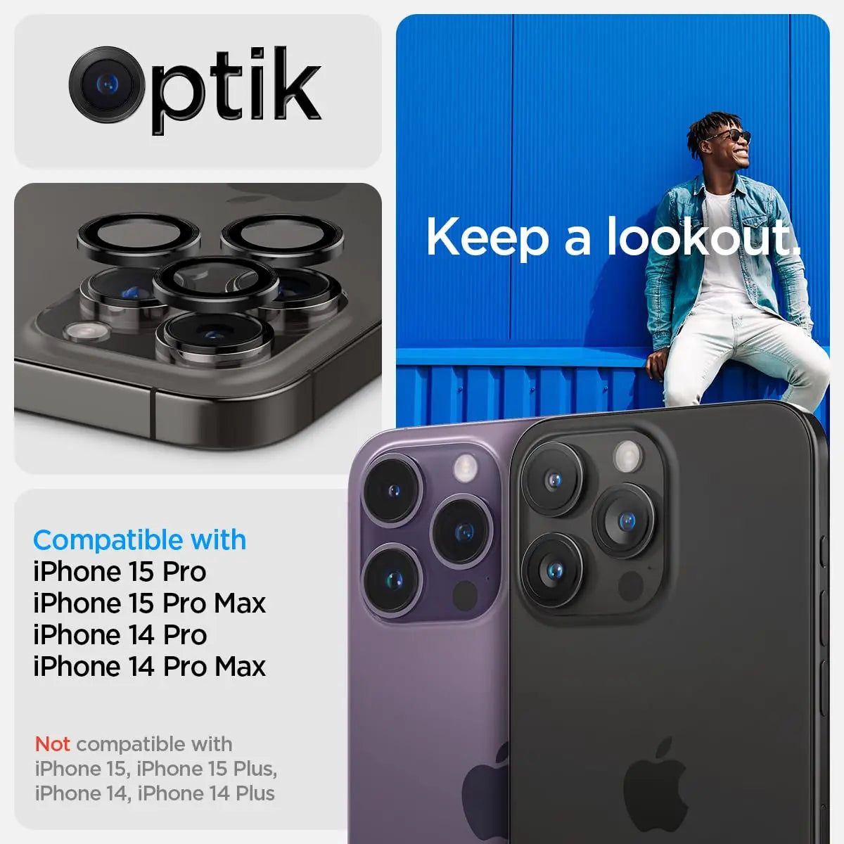 Spigen Glas.tR EZ Fit Optik Pro Lens Camera Lens Protector for iPhone 15 Pro Ma / 15 Pro / 14 Pro Max / 14 Pro
