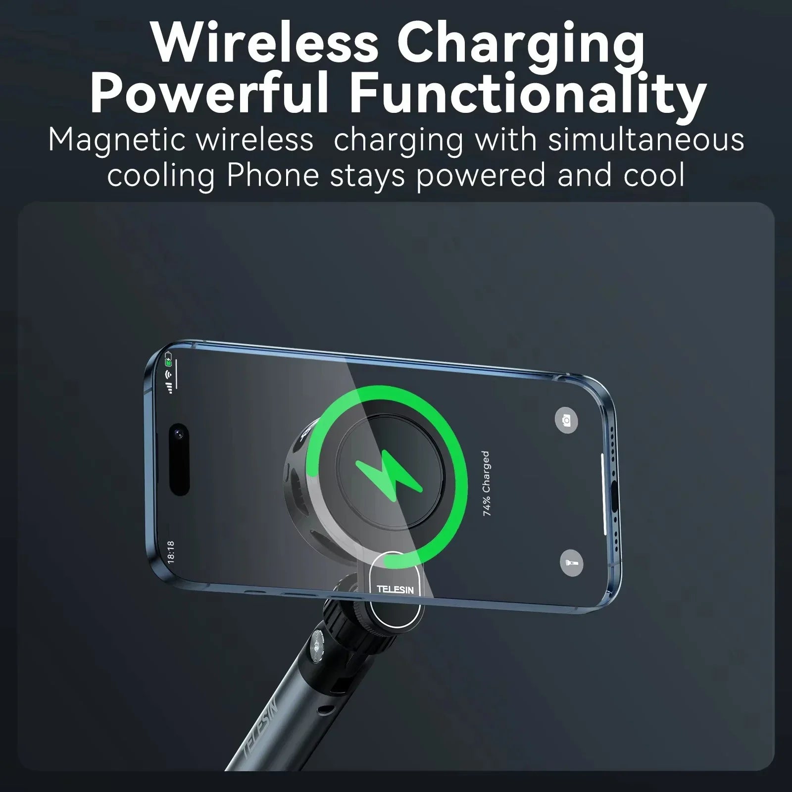 TELESIN Magsafe Phone Cooler & Wireless Charger for IPhone 16 Pro Max 15 14 13 Accessories Android Cellphone Cooling Fan Gaming
