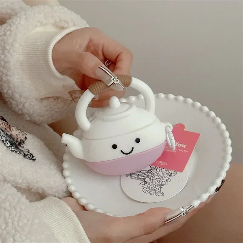 Cartoon Teapot Case for AirPods 4 Airpod 1 2 3 Pro Pro2 Bluetooth Earbuds Charging Box Protective Earphone Case Cover