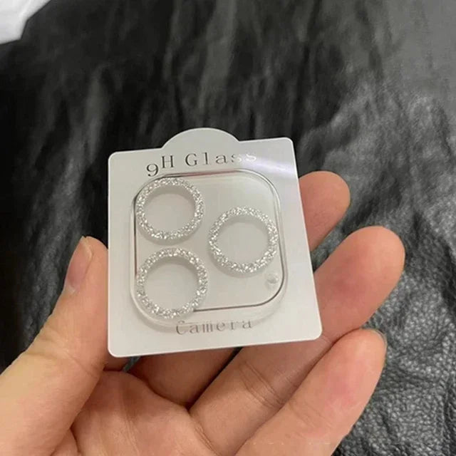 Clear Bling Glitter Glass Camera Lens Protector For IPhone 16 15 17 Pro Max Mini Plus 16Pro 16Promax Lens Cover