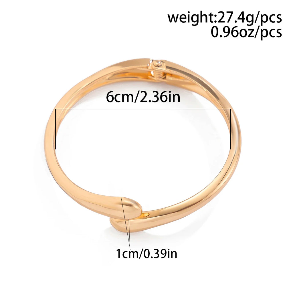 Ingemark Creative Water Drop Wide Metal Bangle for Women Gold Color Geometric Twisted Bracelets Steampunk Couple Jewelry Gift