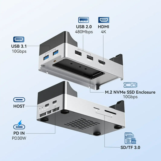 acasis 8 in 1 mac mini dock and ssd enclosure front view