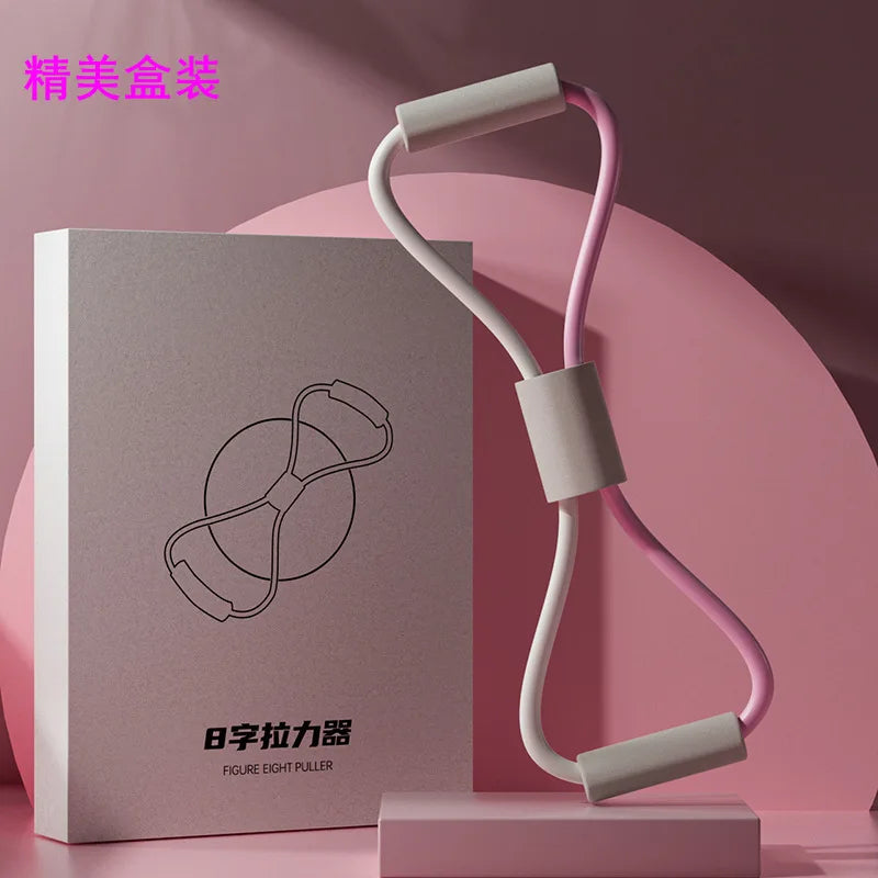 Womens 8 Shape Resistance Band Back Workout Yoga Stretch