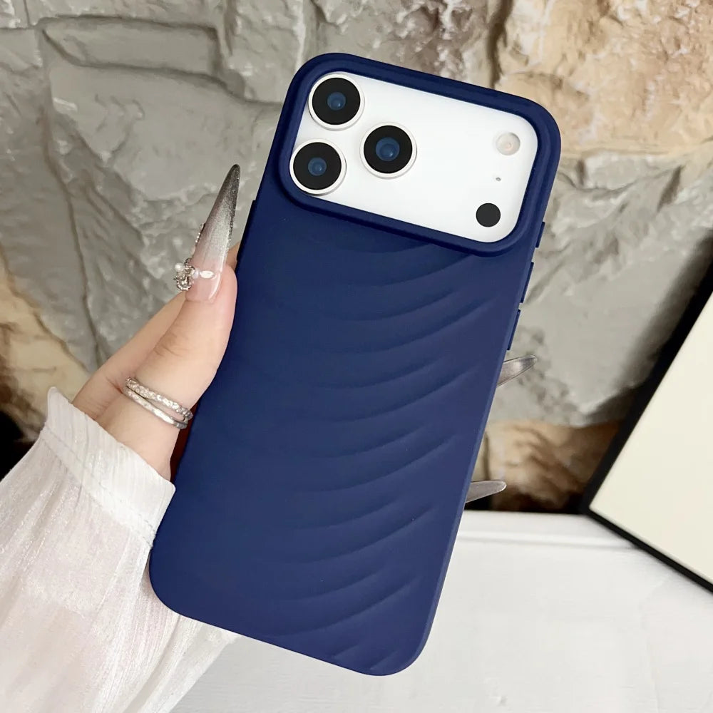 Soft Silicone 3d Water Ripple Case For iPhone 17 Air 16 15 14 13 12 Pro Max 17Pro 17PROMAX Luxury Frosted Shockproof Armor Cover