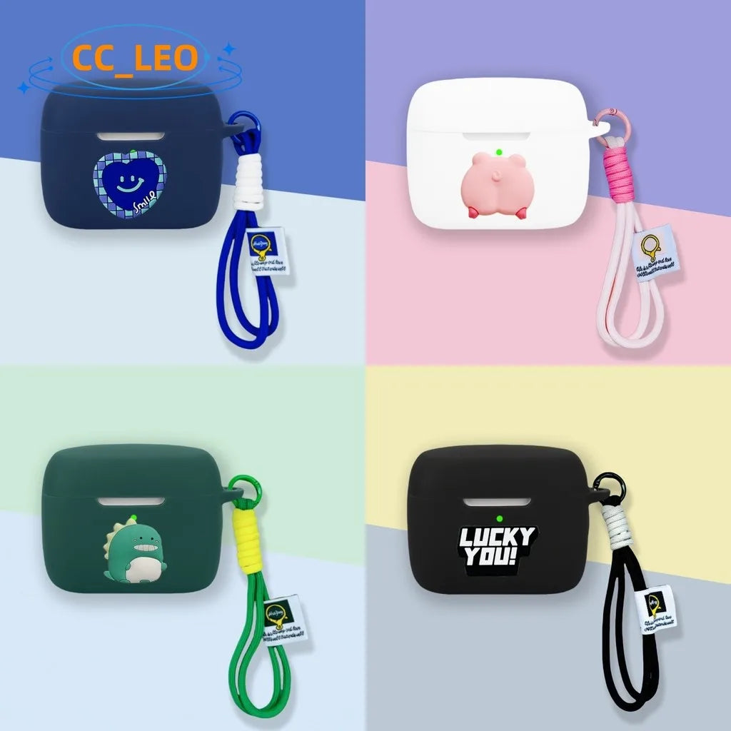 For Soundcore AeroClip Case Cute Lanyard Pendant Cartoon Shiba Inu Silicone Soft Case Anker Soundcore AeroClip Protective Cover
