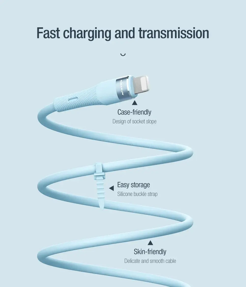 NILLKIN Liquid Silicone Cable Type C To Lightning Cable 2.4A For iPhone 12 14 14 Pro Max Fast Charging For iPhone USB C Cable