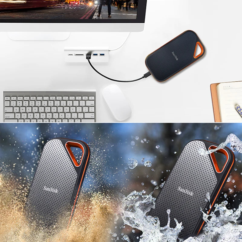SanDisk SSD E30 E61 E81 Extreme PRO 4TB 2TB 1TB USB 3.2 Gen 2 Type-A/C Portable External Solid State Drive NVME Hard Disk
