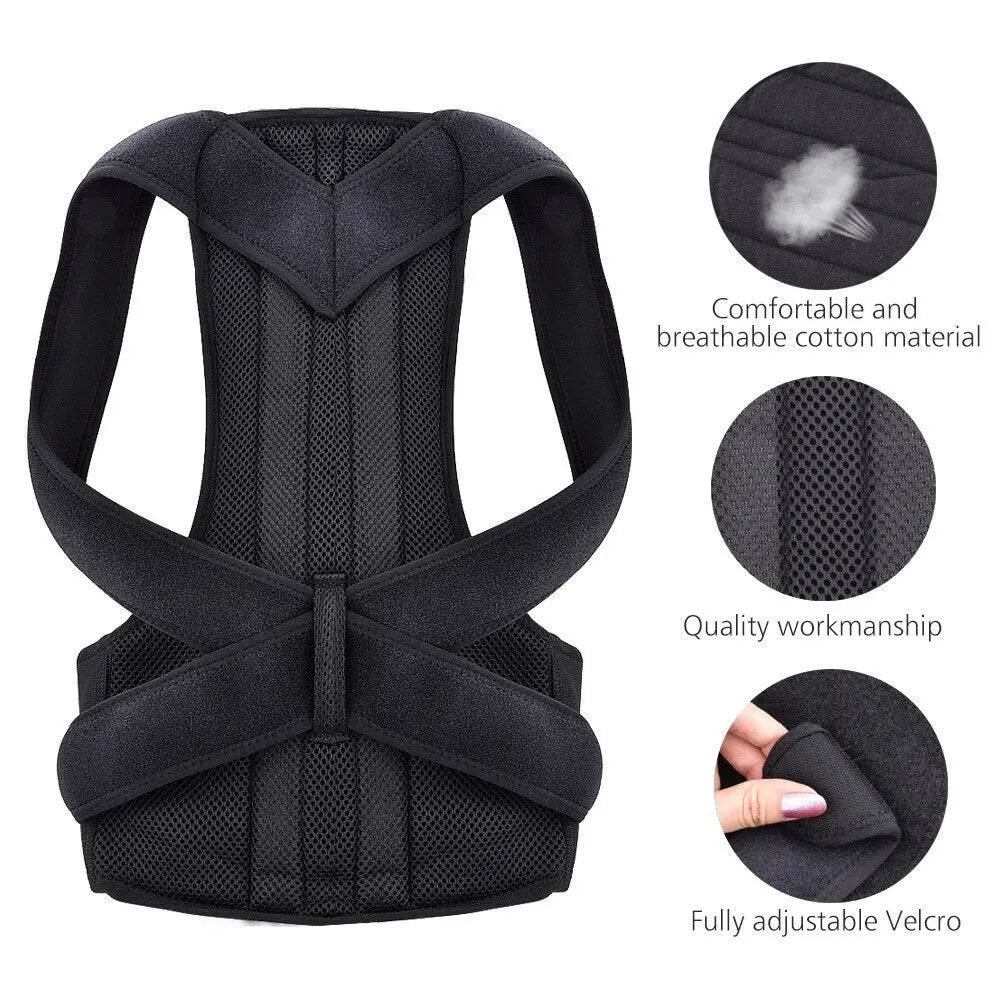 Posture corrector with breathable shoulder and waist straps for boys and girls