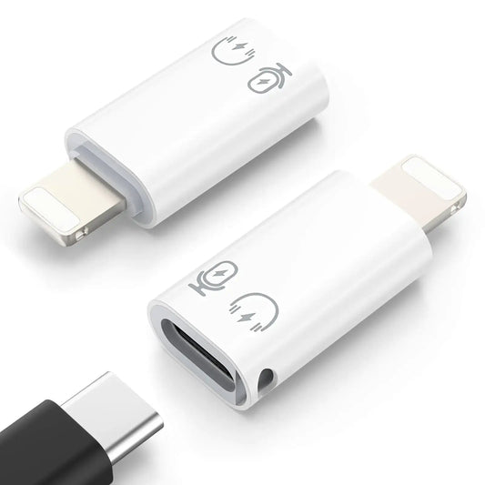 MoKo USB C to Lightning Adapter Lightning Male to USB C Female Adapter Compatible with iPhone 14/13/12/11 Pro Max/iPad/iPod/AirPods Support Charging Data Transfer Headphones & OTG Function White