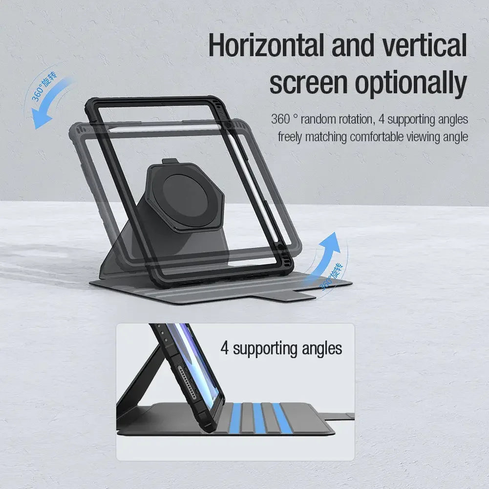 Nillkin Armor Bumper Slide Camera Magnetic Flip Leather Case for iPad Pro 2020 2021 2022 Air 4 5 10.2 10.9 11 12.9 Lens Cover