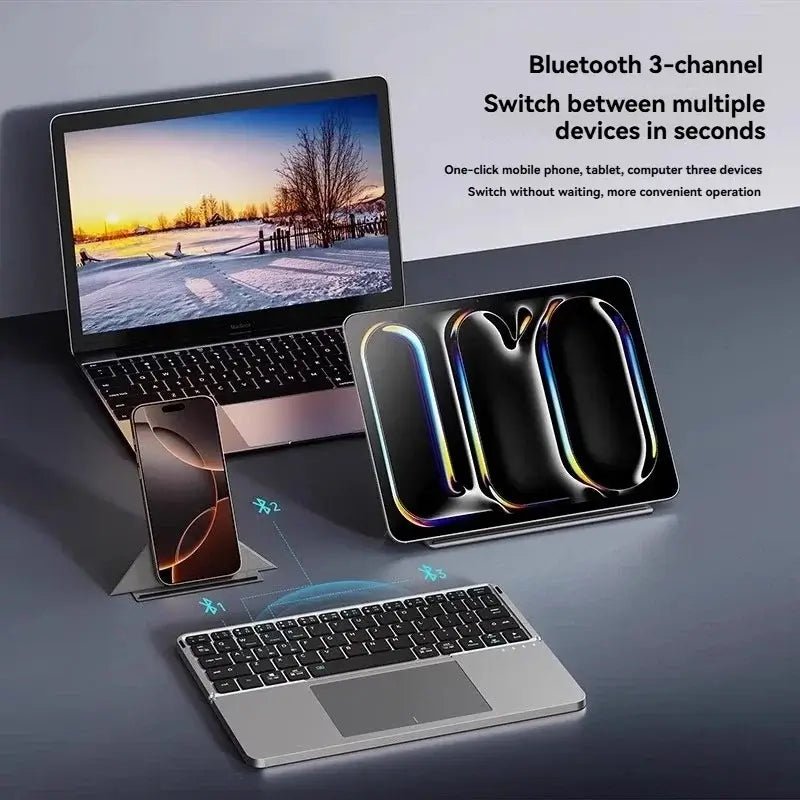 Foldable Bluetooth Keyboard with Touchpad leather case Techs Park