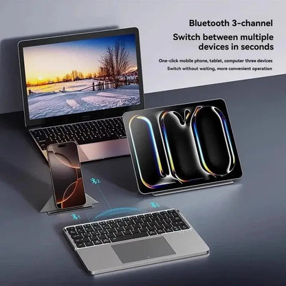 Foldable Bluetooth Keyboard with Touchpad leather case Techs Park
