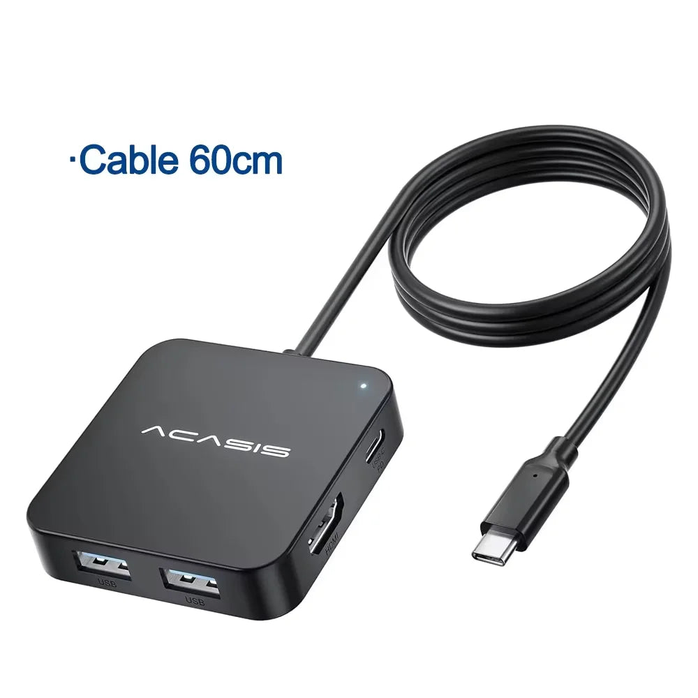 ACASIS USB C Hub 6 in 1 10Gbps Multiport Adapter with 4K 60Hz HDMI PD 100W Power Delivery USB C to HDMI Adapter for MacBook Dell