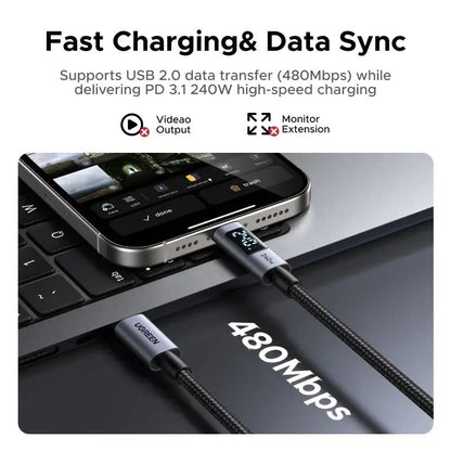 UGREEN USB-C Cable 240W Digital Display Fast Charging Cable
