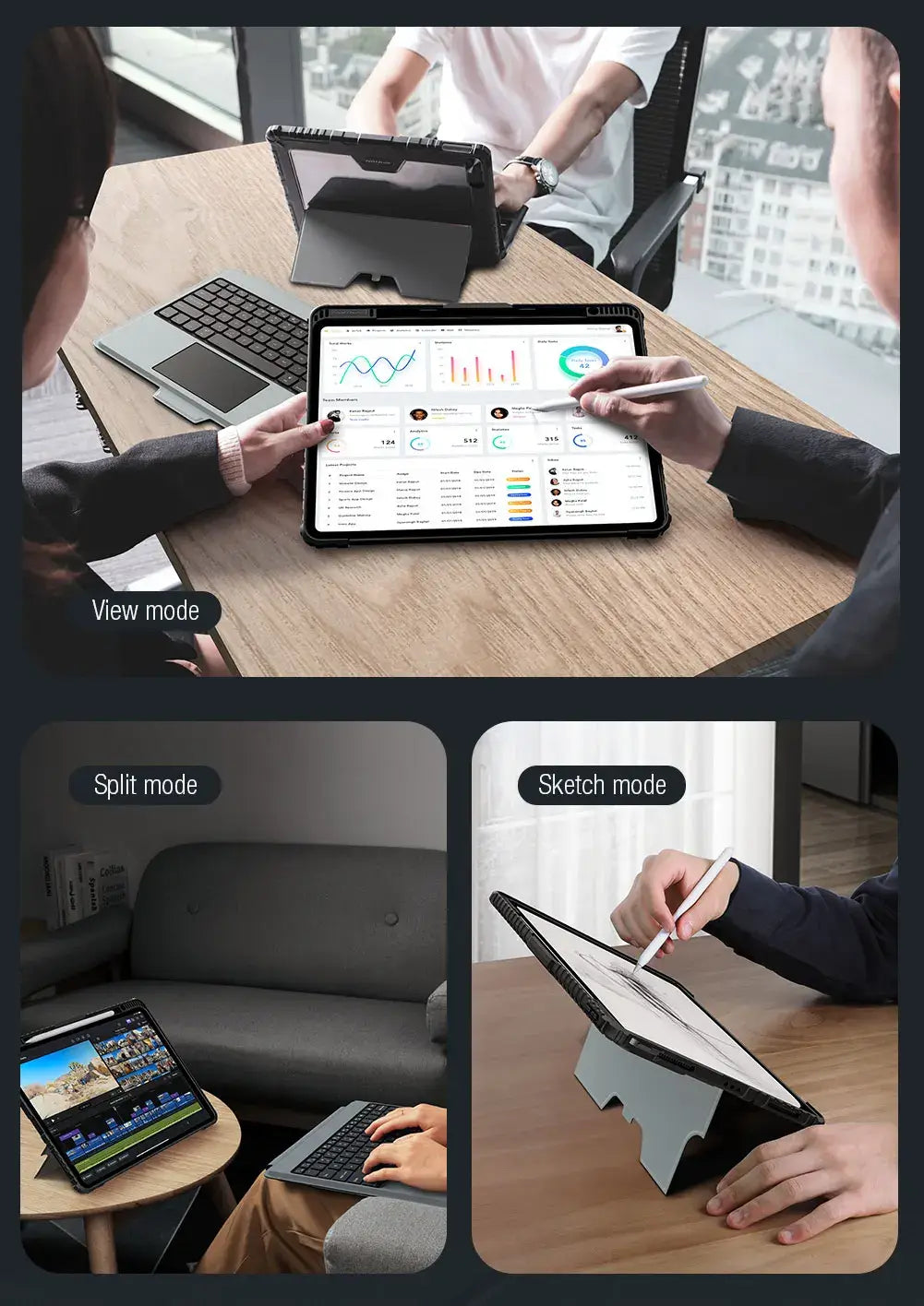 Nillkin 2In1 Backlight Keyboard Case For Apple iPad Pro 13 M4 /Air 11 M2/M3 2025 Magic Trackpad Pencil Holder Slide Camera Cover