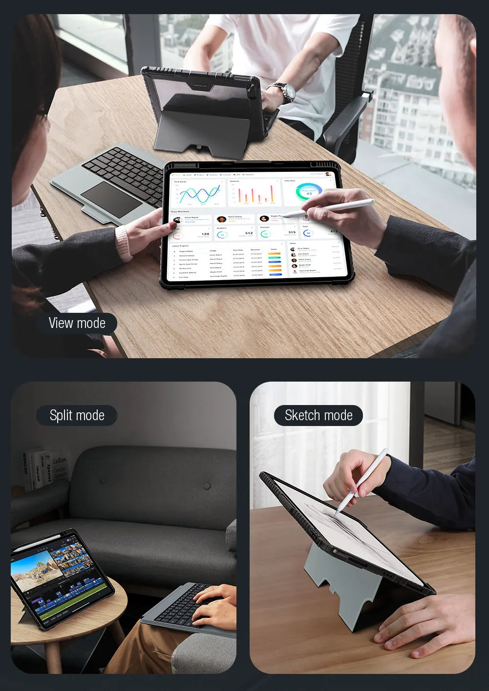Nillkin 2In1 Backlight Keyboard Case For Apple iPad Pro 13 M4 /Air 11 M2/M3 2025 Magic Trackpad Pencil Holder Slide Camera Cover