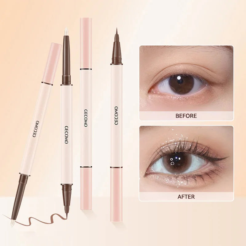 GECOMO 3D Star Eye Double-Head Eyeliner Pen for Makeup retention, waterproof and non-smudging, high-gloss brightening eyeliner p