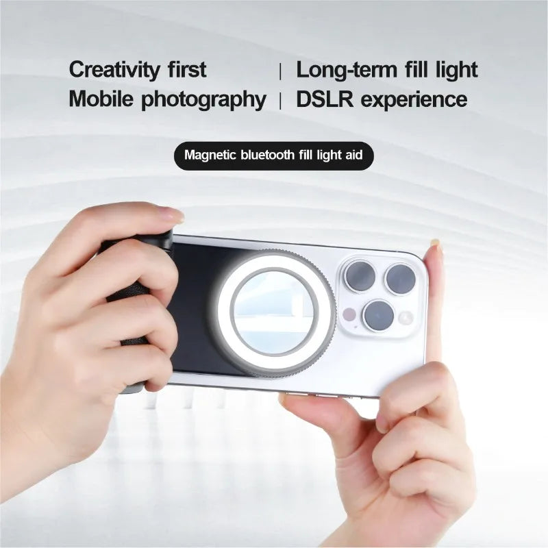 for Magsafe Phone Selfie Fill Light Magnetic Handle 5-step Adjustable Rear Camera Selfie Ring Light Remote Wireless Control