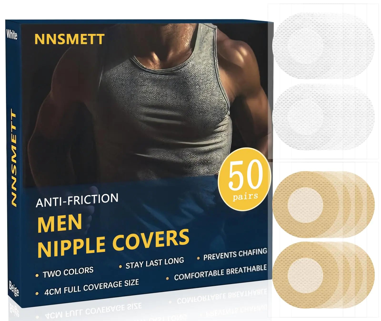 100Pcs(50 Pairs) Mens Nipple Cover Nipple Covers for Men No Show Nipple Guard Mens Mens Nipple Covers Tape Mens Nipple Cover Hider Anti-Chafing for Running Fitness Daily Wear
